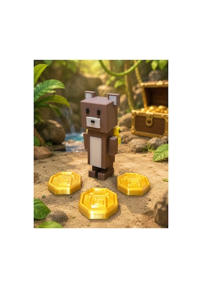 Super Bear Adventure Oynar Eklemli Tekli Figür Seti Bareen,tilki Ve Kutu Çantalı + 3 Fiziksel Gold Oyun Parası