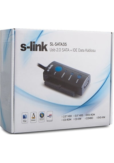 S-Link Sl-Sata35 Usb 2.0 To Sata + Ide Data Dönüştürücü Adaptör