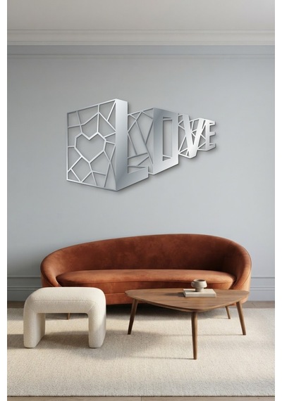 3d Love Metal Duvar Tablosu - Duvar Sanatı - Duvar Dekoru - Krom