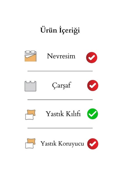 Kalp Desenli - Yastık Kılıfı - 50x70 - 2 Adet - Fermuarlı Beyaz