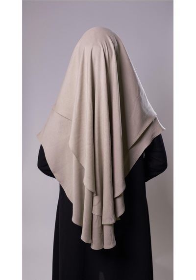 Hürrem Bone Bej Pratik Hazır Geçmeli Tesettür Eşarp Pamuk Caz Kumaş Çift Katlı Düz Hijab 2303 12