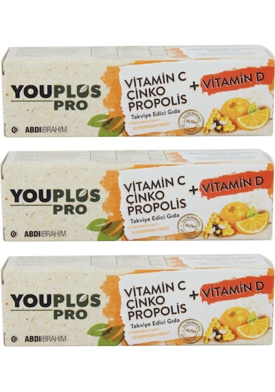 Youplus Pro Vitamin C Çinko Propolis Vitamin D 15 Tablet X 3 Youplus Pro Vitamin C Çinko Propolis Vitamin D 15 Tablet X 3