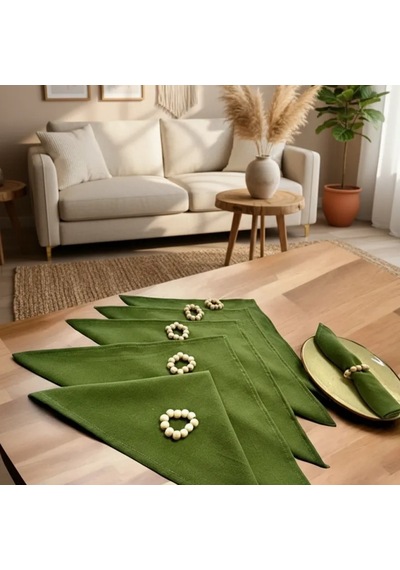 Premium Haki Yeşil 6lı Peçete Takımı Toka 40x40