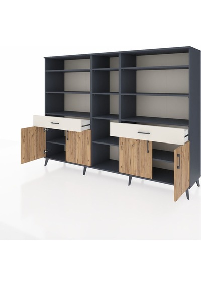 Hyperion Dolap 12 Raflı 2 Çekmeceli 4 Kapaklı 220x44x163 Antrasit Antrasit-çam/aytaşı Hyperion Dolap 12 Raflı 2 Çekmeceli 4 Kapaklı 220x44x163 Antrasit Antrasit-çam/aytaşı