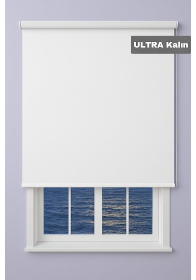 Ultra Kalın Stor Zebra Güneşlik Perde Mat Kalın Kumaş - Alüminyum Aksam Beyaz-düz
