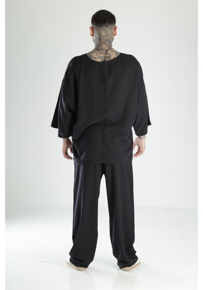 Oversize Siyah Keten Takım Coc3211