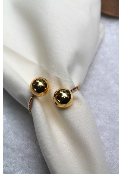 12 Adet Gold Bead Metal Halkalı Peçete Yüzüğüxx