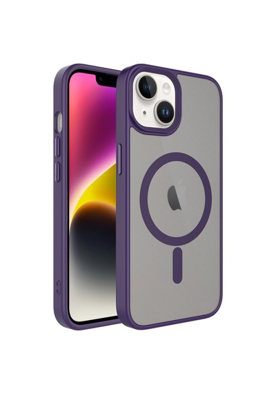 Apple Uyumlu  iPhone 14 Kılıf Mat Arka Yüzey Wireless Şarj Özellikli Zore Flet M-safe Kapak