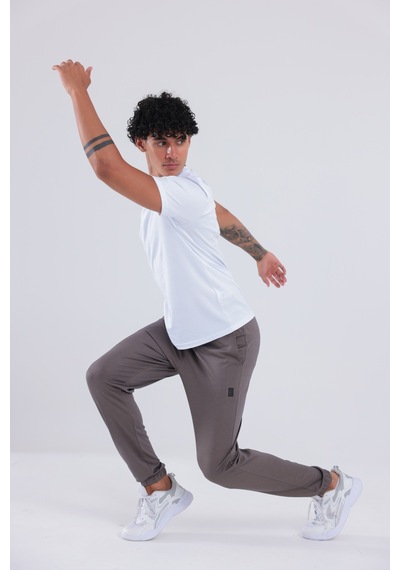Rowinger Premium Merserize Kumaş Logolu Lastikli Paça Jogger Erkek Eşofman Altı Brown