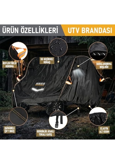 Haegs Utv Brandası, Utv Koruma Kılıfı, Örtüsü, Ağır Hizmet Tipi, Su Geçirmez, 4 Mevsim Koruma, Çift Sıra Koltuklu 4-6 Kişilik Plus İçin Xl-420-175-190cm Siyah