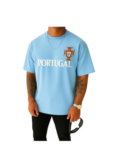 Portugal Baskılı Tişört Mavi