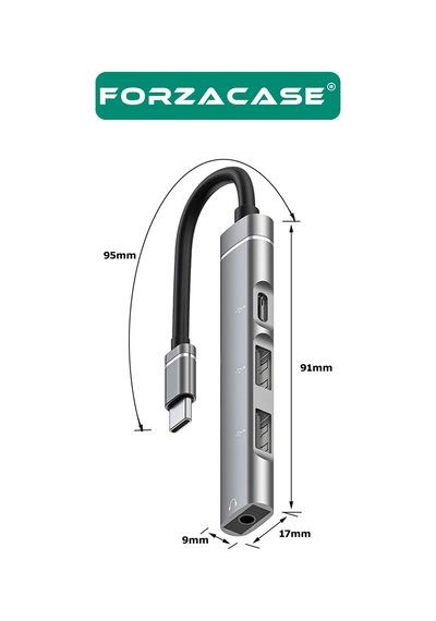 Type C + 3.5mm Jack + Usb Girişli Port Çoğaltıcı Hub Otg - Fc484