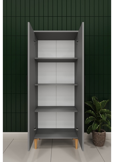 Modern 2 Kapaklı Çok Amaçlı Mutfak Banyo Dolabı %100 Mdf Erzak Kiler Dolabı Fd02 Kül Gri