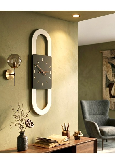 Berlin Ahşap Salon Duvar Saati Pilli Ledsiz Quartz Ultra Sessiz Mekanizma 26 Cm X 85 Cm Antrasit