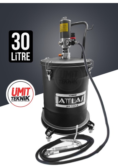 Büyük Boy 30 Litre 50:1 Profesyonel 6-8 Bar Havalı Gres Pompası Metal Ayak Set