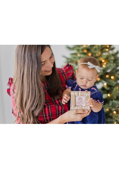 Lexroo Bebeğin İlk Noel Ahşap Resim Çerçevesi Süsü, Ebeveynleri Beklemek İçin, Rustik Tatil Süsü Standart