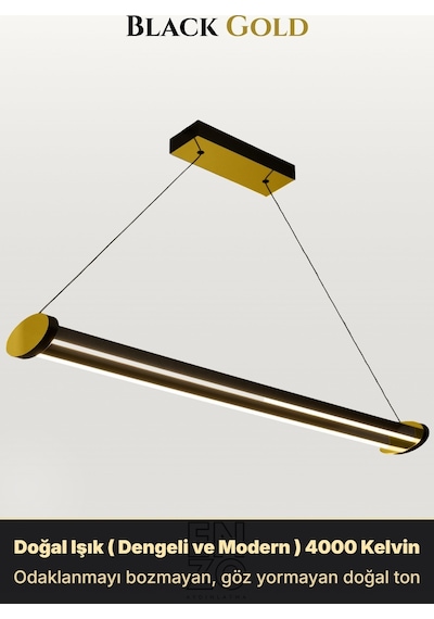 Mira Gold Lineer Led Sarkıt Avize Kumandalı Dim Edilebilir Aşağı Işık Doğal Işık