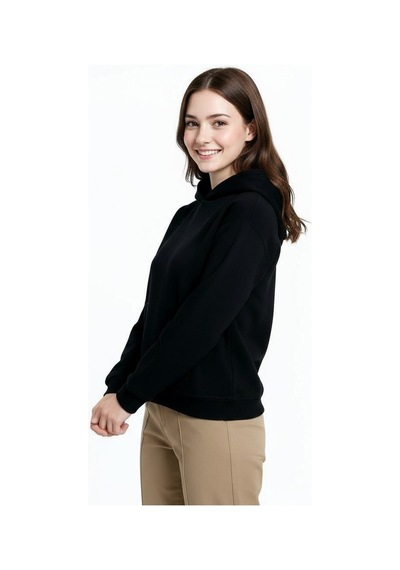 Oversize Kanguru Cepli Kapüşonlu Sweatshirt Siyah
