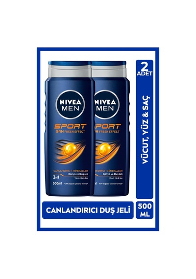 Nivea Men Saç Ve Vücut Şampuanı Sport 500 Ml 2 Adet