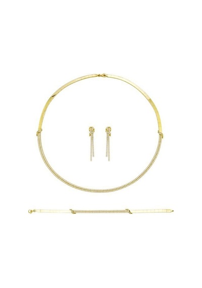 14 Ayar Altın Oval Nişan Takımı 2 Sıra 26,00 Gram