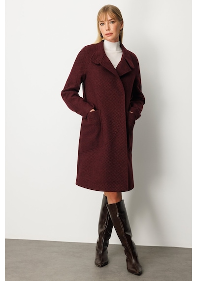 Ekol Kadın Dokulu Torba Cepli Kaban 6051 Bordo Bordo