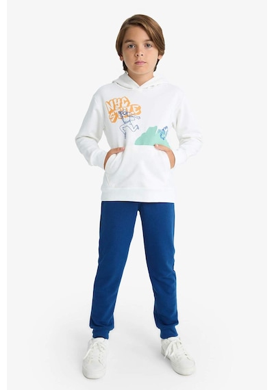 Defacto Erkek Çocuk 2li Takım Baskılı Kapüşonlu Sweatshirt Eşofman Altı F2595a825auwt32 Beyaz