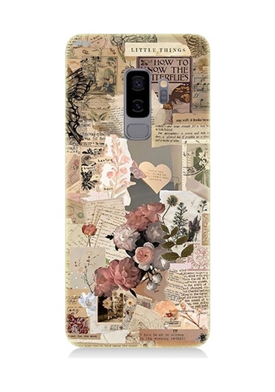 Samsung Galaxy S9 Plus Uyumlu Mektup Kelebek Çiçek Desenli Silikon Kılıf