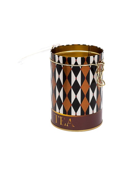 Circus Tea Desenli Kilitli Kapaklı Yuvarlak Metal Kutu, 10.5 X 15 Cm, 1.1 Lt