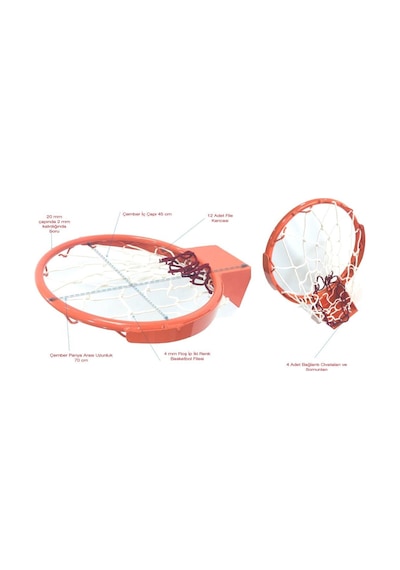 Adelinspor Standart Kancalı 45 CM Sabit Basketbol Çemberi