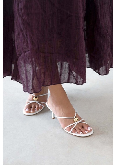 Wolk Shoes Aurora Kadın Topuklu Deri Sandalet Beyaz