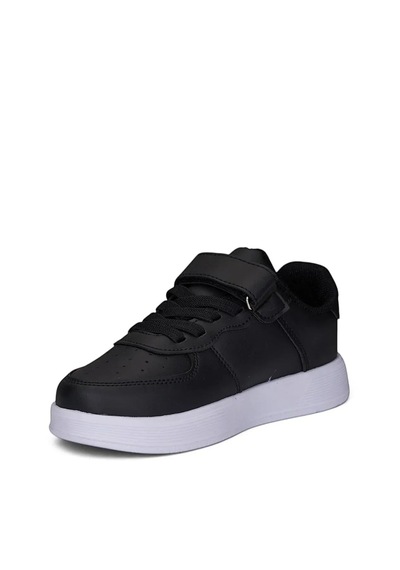 Zacoz Unisex Çocuk Spor Ayakkabı Cırt Cırtlı Hafif Rahat Günlük Okul Sneaker siyah