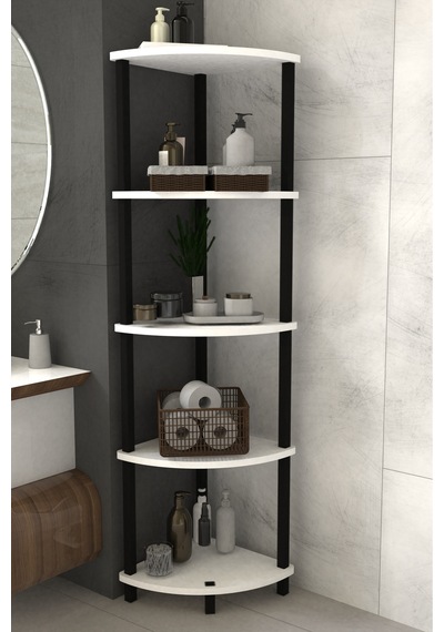 Decoline Banyo Rafı 5 Katlı Moblen Modern Organizer Depolama Ünitesi-beyaz Beyaz