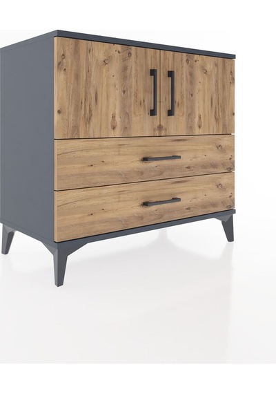 Hyperion Şifonyer 2 Raflı 2 Çekmeceli 2 Kapaklı 88x44x80 Antr... Antrasit