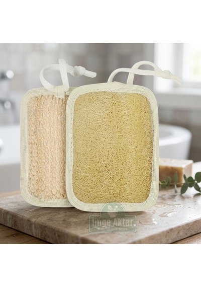 Doğal Kabak Lifli Kare Peeling Banyo Kesesi 13x16 Cm
