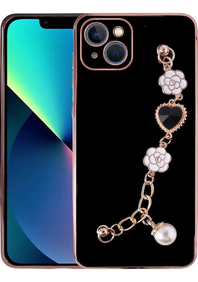 Zeyline Apple Uyumlu iPhone 14 Plus El Tutamaçlı Kamera Korumalı Zore Taka Silikon Kapak-siyah