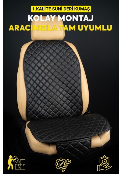 Deri-vinil Oto Minder Seti Siyah 7 Parça
