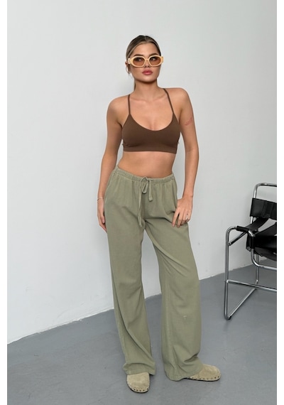 Jee Lee Kadın Beli Ayarlanabilir Bol Paça %100 Pamuklu Pantolon Haki - 26y Yp5545 Haki Jee Lee Kadın Beli Ayarlanabilir Bol Paça %100 Pamuklu Pantolon Haki - 26y Yp5545 Haki