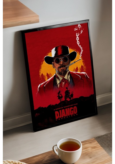 Django Unchained Siyah Ahşap Çerçeveli Poster, Dizi Duvar Tablosu