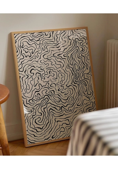 Çerçevesiz Poster Topografik Harita Görünümlü