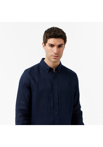 Nautica Erkek Lacivert Regular Fit Keten Gömlekdüzw65101t