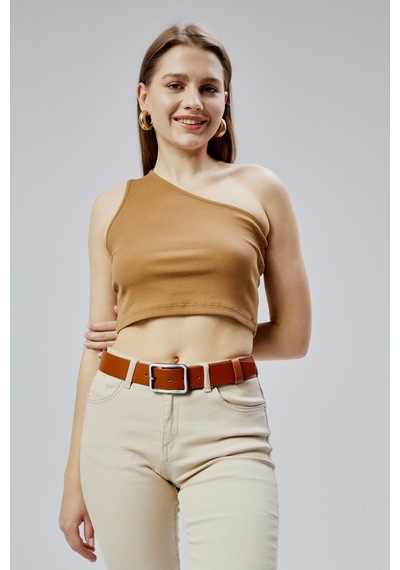 %100 Hakiki Deri Şık Kadın Kemeri 4 Cm Taba