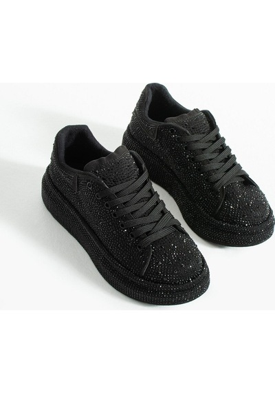 Dabab Shoes Stella Kadın Siyah Taşlı Işıltılı Platform Sneakers Spor Ayakkabı