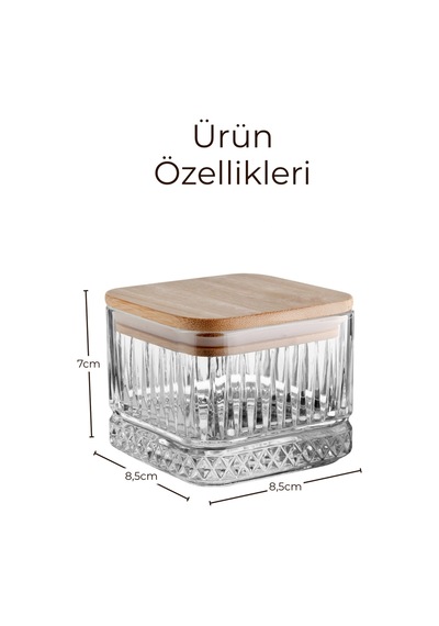 El Yapımı Cam, 4'lü Set Kare, Kahvaltılık Ve Çerezlik Bambu