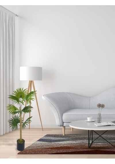 Yapay Ağaç Fanpalm 8yaprak 85 45cm Yelpaze Palmiye Siyah Aleminyum Saksı