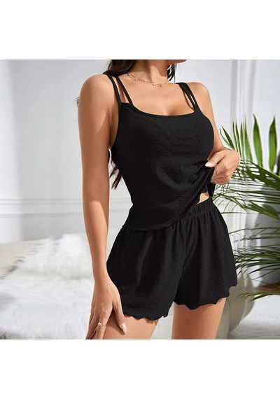 Ece's Design Askılı Yazlık Rahat Spor Şortlu Pijama Takımı Nefes Alabilir Konforlu Set W2002 Siyah Ece's Design Askılı Yazlık Rahat Spor Şortlu Pijama Takımı Nefes Alabilir Konforlu Set W2002 Siyah