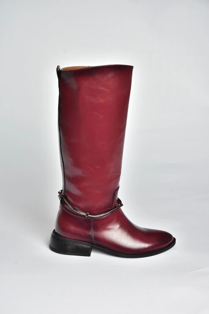 Fox Shoes V312361060 Bordo Rustik Klasik Kadın Çizme Bordo-rustik