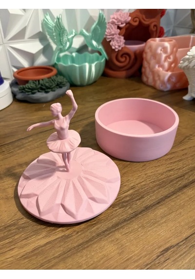 Mat Pembe Balerin Figürlü Takı Kutusu