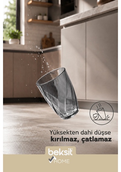 Home Glassy Kırılmaz Polikarbon 6'lı Bardak Antrasit 400 Ml Antrasit Antrasit