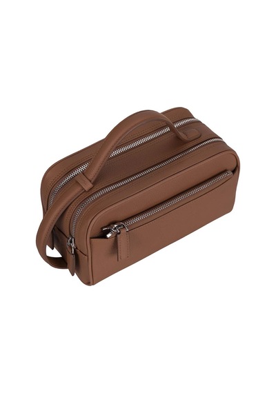 Bloominbag Mıren Cognac Tan Hakiki Deri Unisex Seyahat Bakım & Organizer Clutch Çanta Taba