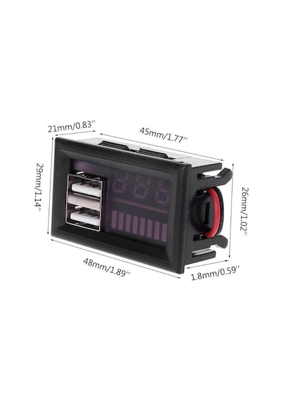 12v Akü Kapasite Göstergesi - 5v 2a Usb Çıkışlı